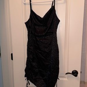 Cheetah Detail Black Dress